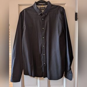 Blue Casual Button Down Shirt with Long Sleeves and Standard Collar